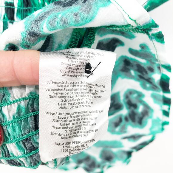 PFERDGARTEN Womens Mynowa Blouse Size 4 Flower Green Smocked Cotton Peplum NWOT - Picture 10 of 10